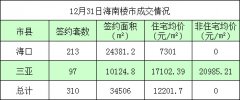 2015年12月31日海南楼市：全省310套 仅海口